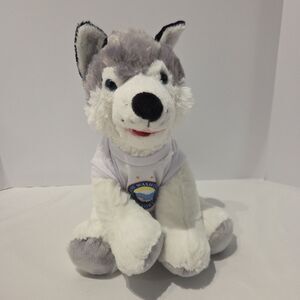 Husky Dog Plush Teddy Mountain W/ Mount Washington Resort Bretton Woods Shirt